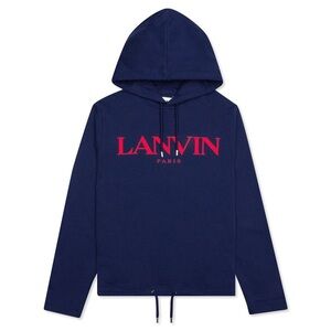 RARE Lanvin Navy Blue Hoodie with Orange Logo